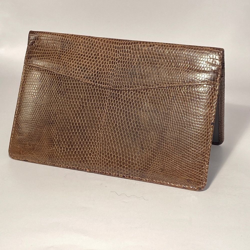 1361 Arpiel Vintage Embossed Leather Tan Checkbook Holder New